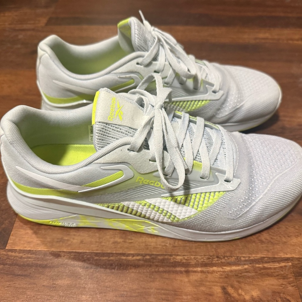 Reebok Nano X4 Light Gray and Yellow Athletic Shoes
